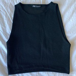 Black Zara Textured Crop Top